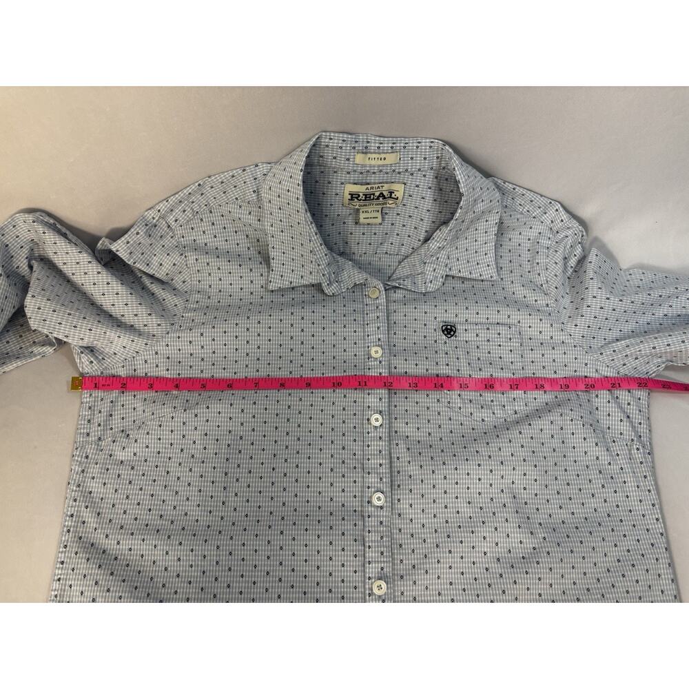 Ariat‎ REAL Men’s XXL Fitted Western Button Shirt Blue Gingham Cowboy Core - Picture 7 of 9